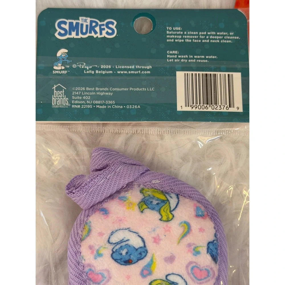 The Smurfs Spa Gift Set Headband Makeup Remover Pads Compact Mirror Lip Balm NEW